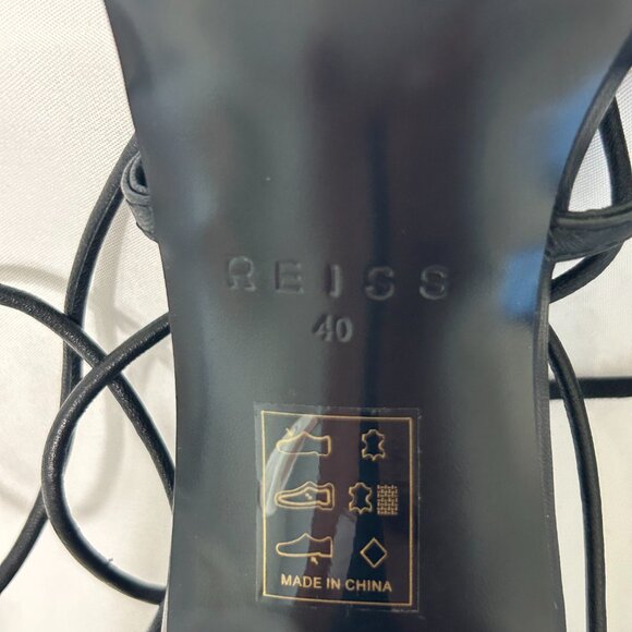 New REISS Kali Black Strappy Wrap Sandals Heels Eu 40 US 10 but Fits 9.5 - Picture 8 of 11